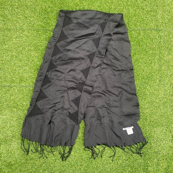 Issey Miyake Vintage Geometric Silk Scarf Black - Picture 1 of 3